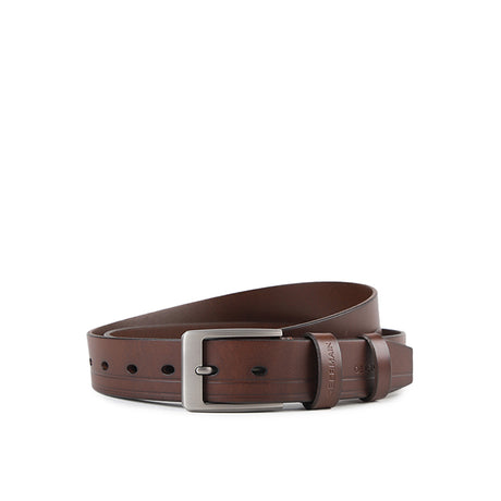 Grey Casual Belt In Dark Brown
