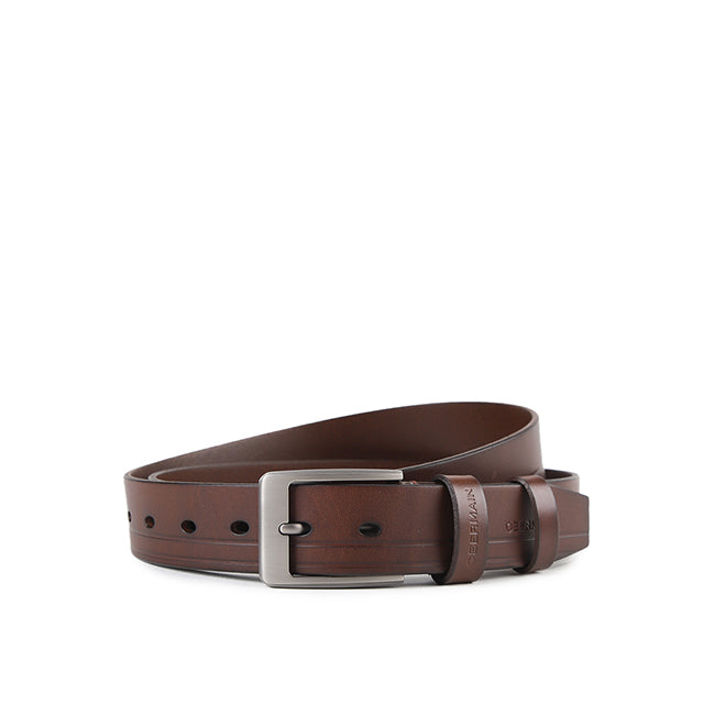 Grey Casual Belt In Dark Brown